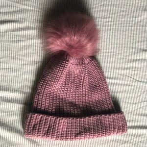 Soft Pink winter beanie with pom pom